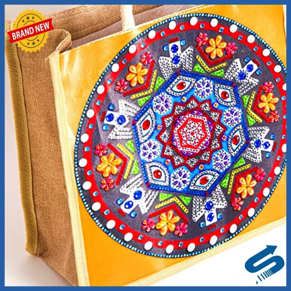 DIY Canvas Tote Bags 4 Pack Boho Diamond Painting Kits Reusable Shoulder Bags
